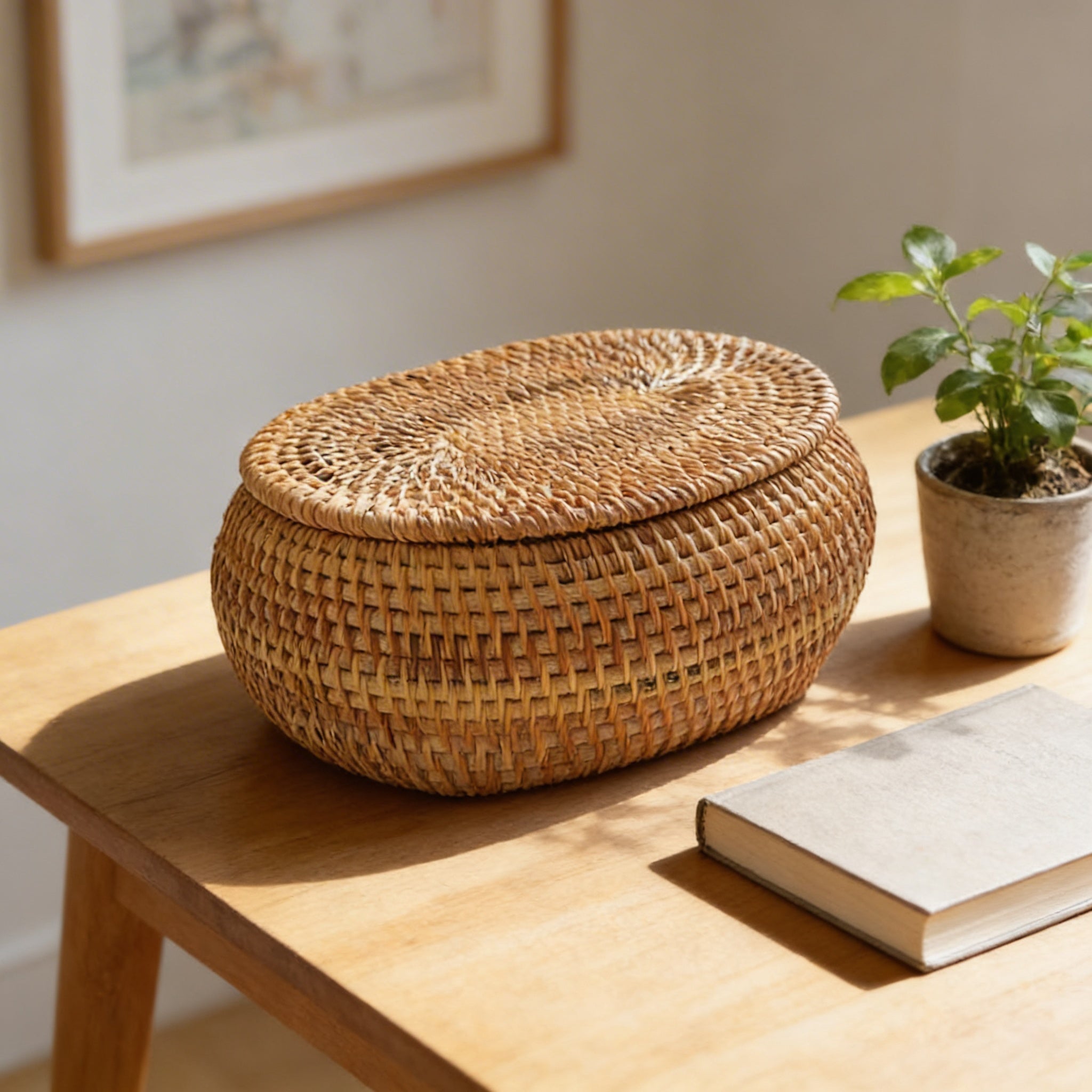Woven Desktop Storage Box with Lid