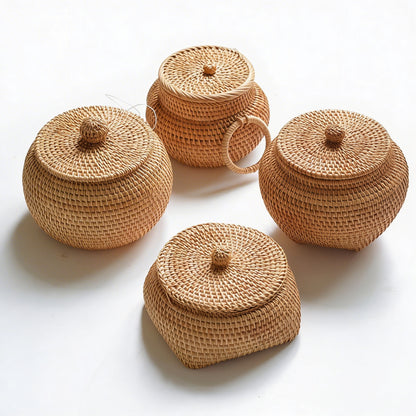 Woven Desktop Storage Box with Lid